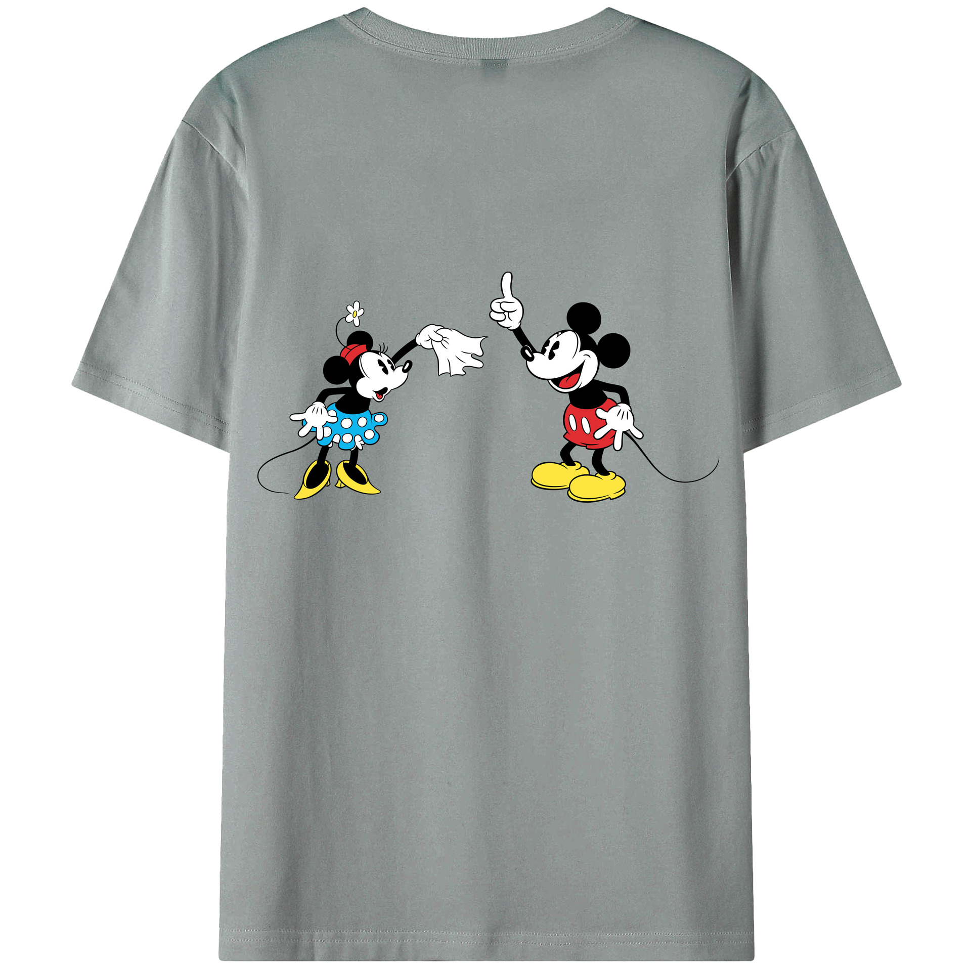ミッキーマウス Mickey Mouse 綿100％ メンズ半袖Tシャツ（バックプリント） 通気性